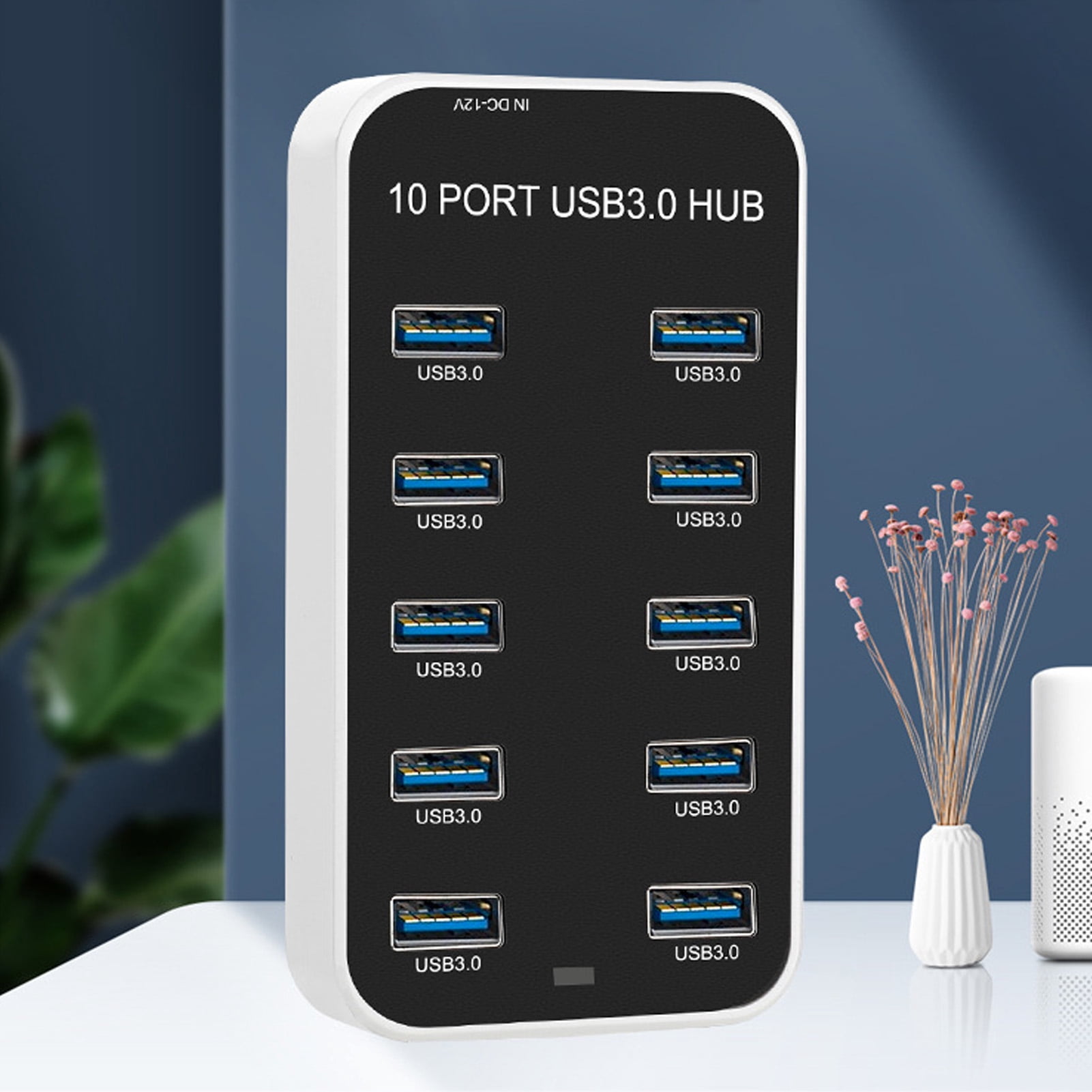 USB 3.0 Data Hub, 10 Ports  Compatibility Data USB Hub Wide Application DC 12-24V  for Laptop