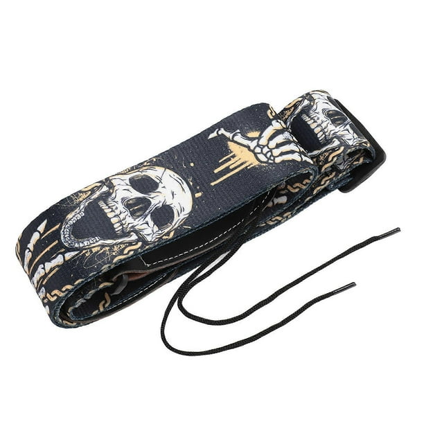 Guitar Strap Cool Skeleton Design Adjustable 2 Inches Wide Polyester Guitar Strap for Bass Electric and Acoustic Guitar