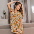 thumbnail image 3 of Disketp Fall Autumn para Camisón Corto de Manga Corta para Mujeres, Camisón Cómodo con Escote Redondo, Bonito y Confortable, 3 of 6
