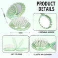 thumbnail image 2 of OPALESQUE 2pcs Metallic Shinning Finish Shell Shape Folding Travel Hair Brush Compact Brush with Mirror,Mini Hair Brush Portable Cute Pocket Massage Comb for Women (Pink + Green), 2 of 8
