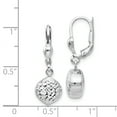 thumbnail image 2 of Beautiful 14k White Gold Polished & Diamond-Cut Dangle Leverback Earrings, 2 of 2
