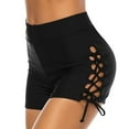thumbnail image 2 of Yiwula Women High Waisted Drawstring Swim Shorts Ruched Tummy Control Swimsuit Bottoms Swimsuit for women, 2 of 7