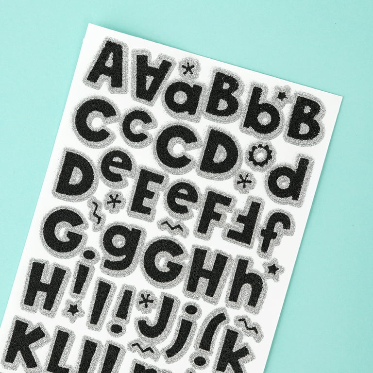 Thickers Glitter Chipboard Alphabet Letter Stickers Black Sprinkles