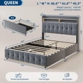 thumbnail image 2 of Yeshouse Estructura de cama con cabecero y 2 cajones de almacenamiento, estructura tapizada con luz LED, cama moderna y suave con toma de carga y USB, tejido de felpa suave, silenciosa, 2 of 9