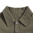 thumbnail image 4 of GiLiling Toddler Boys Girls 2 Piece Linen Clothes Set Button Down Short Sleeve Polo Shirt and Gauze Shorts (Green, 9-10 Years), 4 of 9