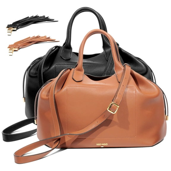 Ferwind Women's Slouchy Hobo Bag Kitty Snout Hardware Saddle Brown