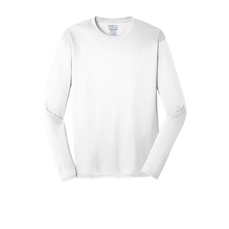 Port & Co Men's Long Sleeve Performance T-Shirt - Moisture-Wicking Polyester Tee, Tag-Free