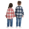 thumbnail image 5 of Boys Plaid Shirts Size 10-12 Toddler Boys Girls Shirt Coat Jacket Plaid Long Sleeve Kids Lapel Button Tops Outwear Z0A-Pink, 4-5 Years, 5 of 5