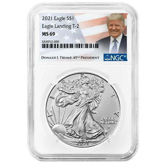 2021 $1 Type 2 American Silver Eagle NGC MS69 Trump Label