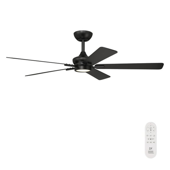 Rossby 52 in. Indoor Matte Black Transitional Ceiling Fan with Integrated 3000K LED with Remote Control Included