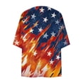 thumbnail image 5 of NTACZA Flowy Light Weight Cardigan Women Patriotic Star Print Chiffon 3/4 Sleeve Open Front Kimono Coverups Regular Orange, 5 of 6
