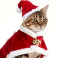 thumbnail image 3 of Dog Cat Christmas Costume Set, Bell Cloak and Santa Hat, Composite Fabric Festive Outfit, Winter Holiday Dress Up for Party, Perfect for All Breeds Red M, 3 of 8