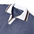 thumbnail image 6 of Generic Men's Ribbed Long Sleeve Polo Shirts V-Neck Textured Solid Color Pullover Casual Corduroy Texture Sweatshirt, 6 of 7