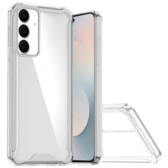 For Samsung s25 FE Colored Shockproof Transparent Hard PC TPU Hybrid Case Cover - Clear/Clear