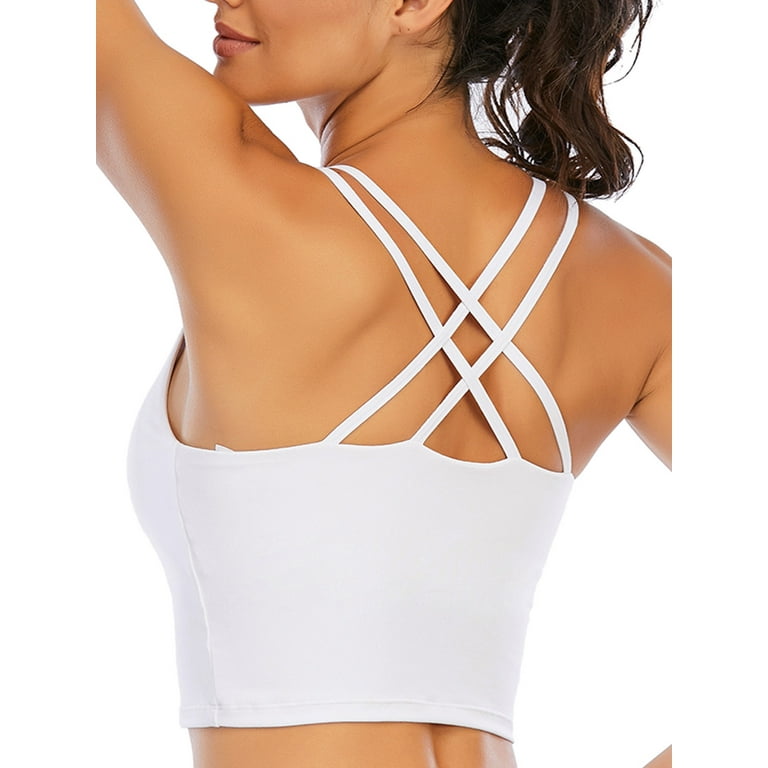 Women's White Sleeveless Top With Built-in Bra, Non-removable Pads And  Spaghetti Straps For Backless Dresses