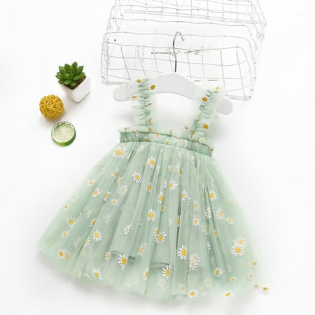 

PEASKJP formal Dress Girls Toddler Summer Bowknot Boho Ruffle Short Sleeve Flutter Dress Mint Green 4-5 Years