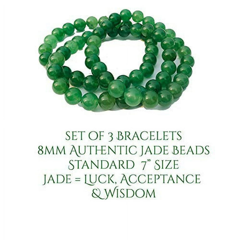Ollie West Set of 3 Jade Bracelet for Women - 8mm Real Jade Beads - 7  Standard Size - Jade Jewelry for Women - Healing Crystal Jewelry - Jade  Stone Bracelet for