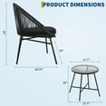 thumbnail image 2 of 3 Piece Patio Rattan Bistro Set, Outdoor All Weather PE Wicker Conversation Furniture Set with 2 Chairs, Cushions & Tempered Glass Top for Poolside/Porch/Garden/Yard, 2 of 9