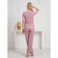 thumbnail image 3 of Conjunto 2 Piezas, Blusa Manga Corta y Pantalón Recto con Abertura, Estilo Elegante y Moderno para Mujer, 3 of 5