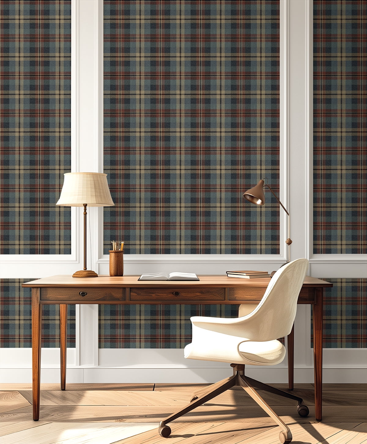 Harry & Grace Americana Thornbury Tailored Plaid Peel and Stick Wallpaper - 20.5 in. W x 18 ft. L Roll