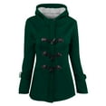 thumbnail image 1 of FAIWAD Womens Fleece Liend Coats Winter Warm Fuzzy Linend Horn Button Hooded Overcoat with Pockets, 1 of 5