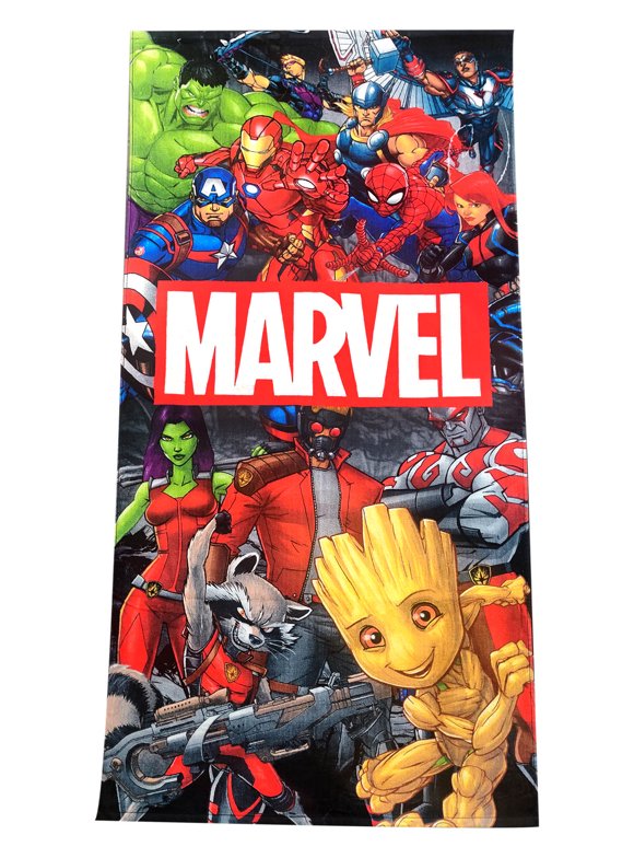 Disney Marvel Avengers Beach Bath Towel 58x28 Captain America Spider-Man Thor