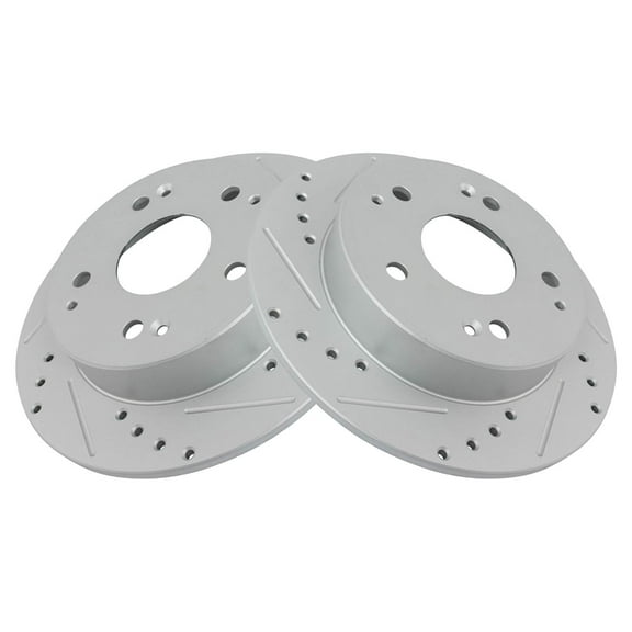 TRQ Rear Performance Brake Rotors Set Premium G-Coated Cross Drilled & Slotted Fits Select 1997-2001 Acura Integra 2002-2006 RSX 1998-2002 Honda Accord 2004-2005 Civic