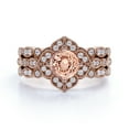 thumbnail image 3 of JeenMata 1.50 Carat Round Brilliant Cut created morganite Antique Trio Bridal Set in 18k Rose Gold over Silver, 3 of 6