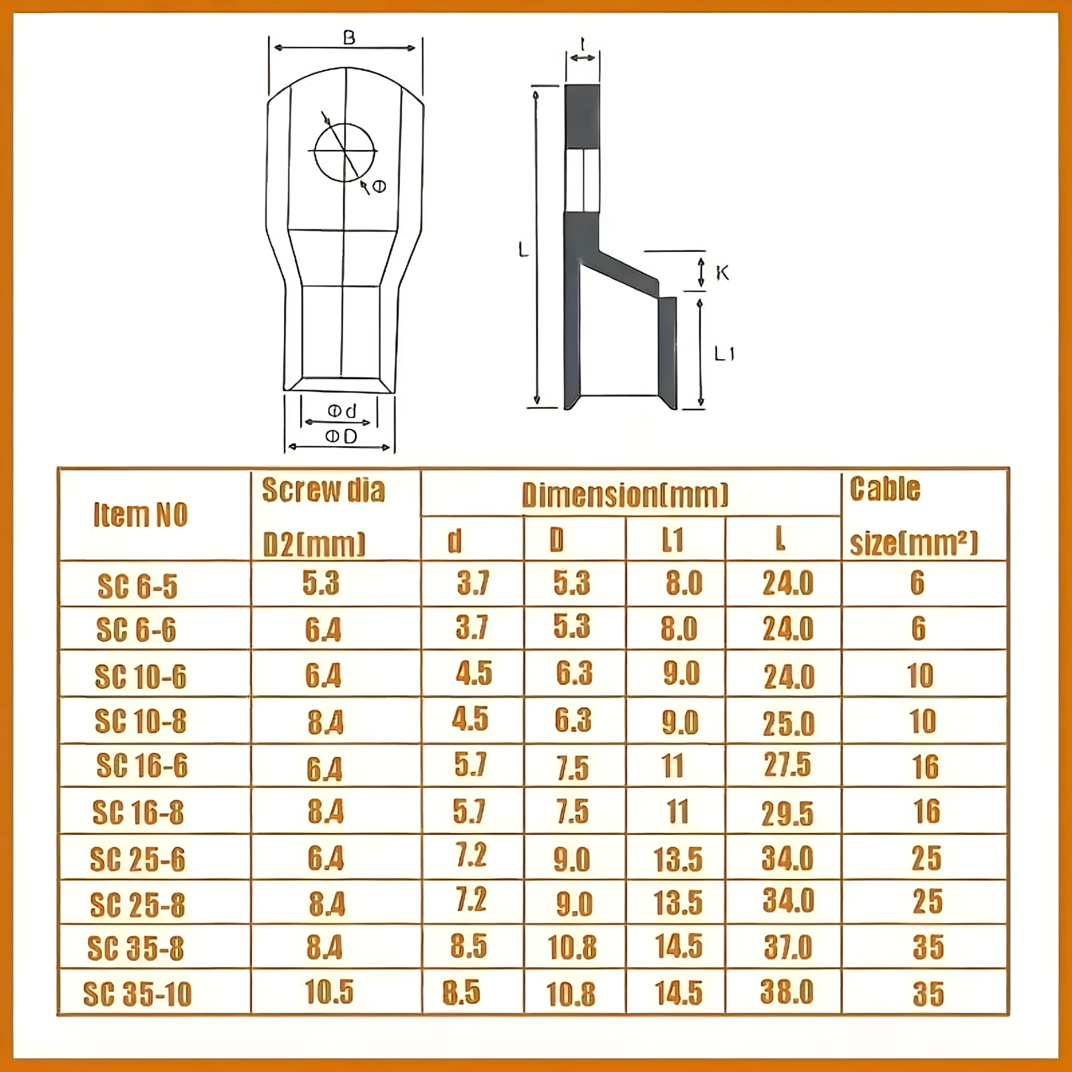 GJX 100pcs Terminal Connectors, Ring Terminals Connectors, Battery Cable Ends Kit, Peephole Copper Tube Terminal SC Terminal Block