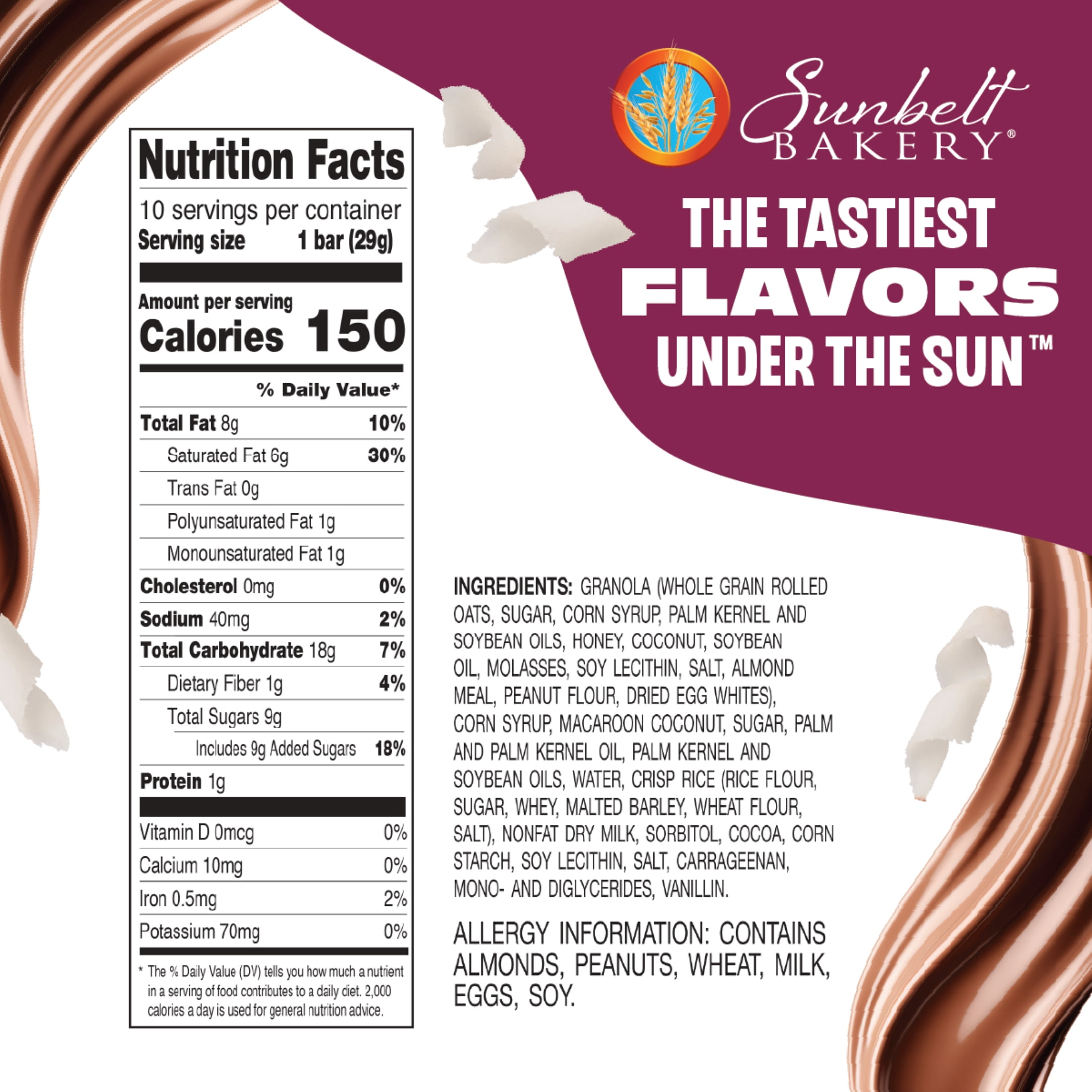 Sunbelt Bakery Fudge Dipped Coconut Chewy Granola Bars, 60 bars (6 Boxes), 61.26 oz
