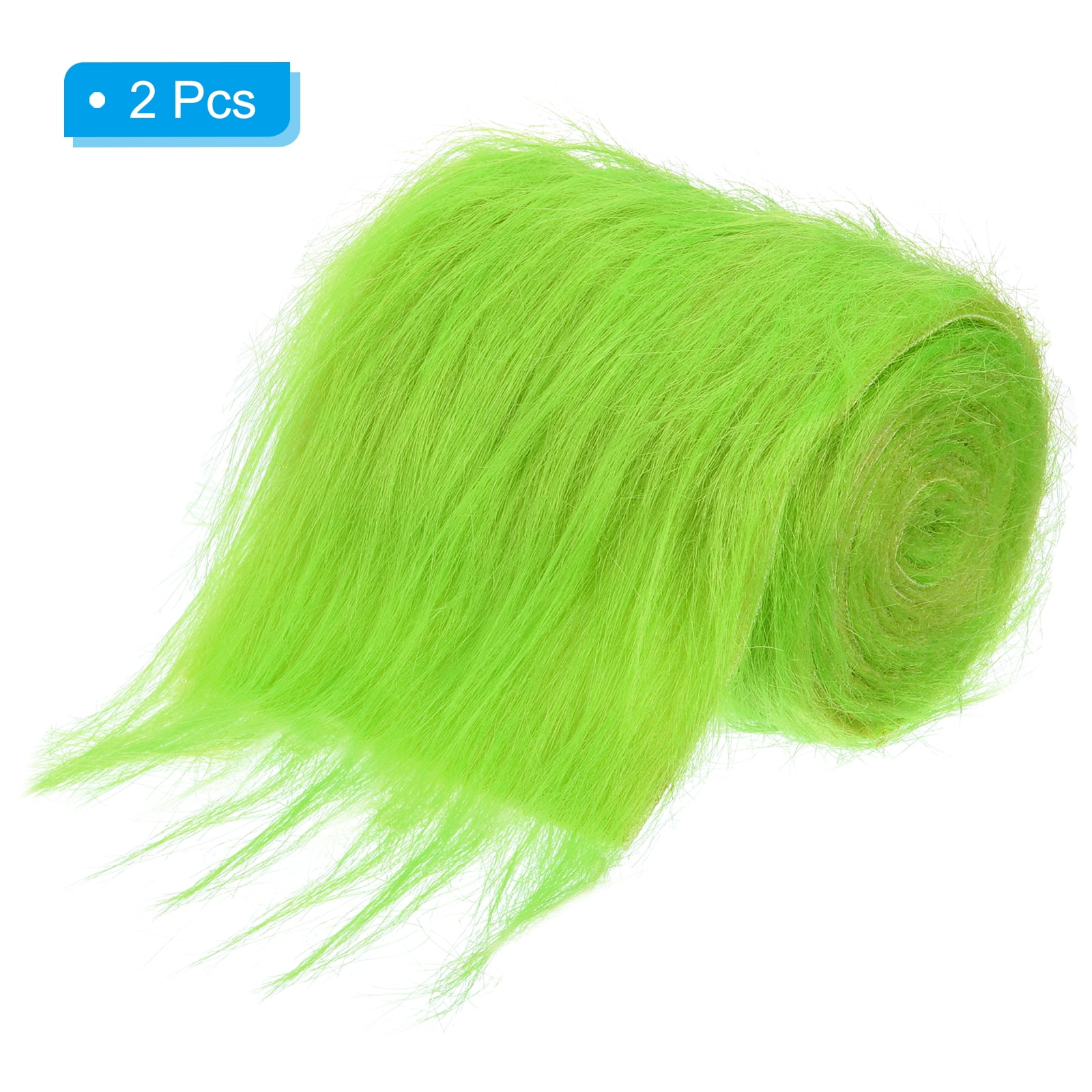 Uxcell Plush Faux Fur Fabric Precut Strips, 59" x 4" Fluffy Faux Fur Ribbon, Green 2Pack