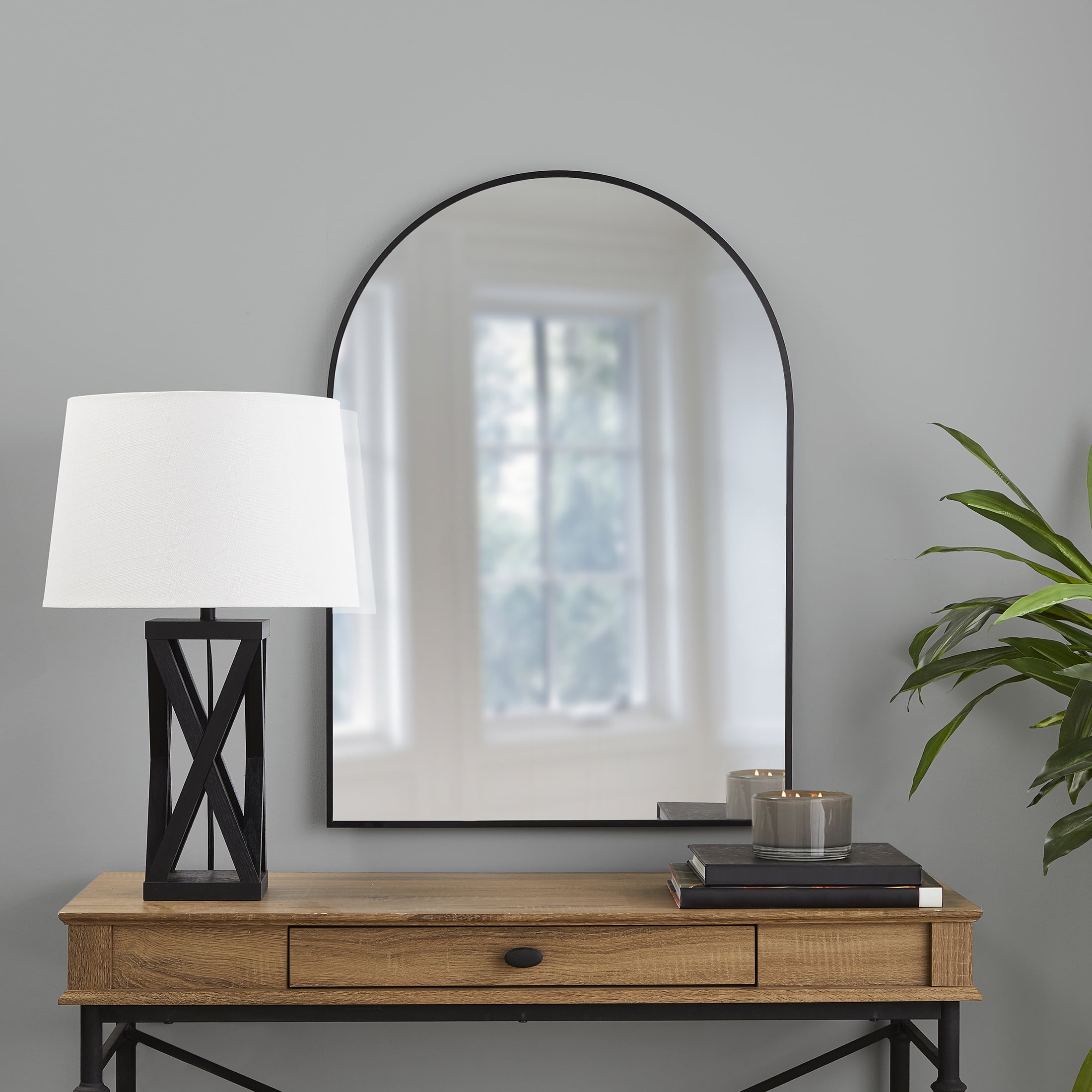Better Homes & Gardens Black Metal Arch Wall Mirror, 24" x 34"