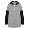 thumbnail image 6 of fartey Womens Casual Oversized Patchwork Hoodies Loose Fleece Liner Zip Up Long Hooded Sweatshirt With Pockets Long Sleeves Sweatshirts, 6 of 7