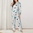 thumbnail image 2 of Yiaed cute winter Gnome Print Pajamas Women's Long Sleeve Sleepwear Soft Button Down Loungewear Pjs Lounge Set Nightwear Womens Pajama Pants-X-Large, 2 of 7