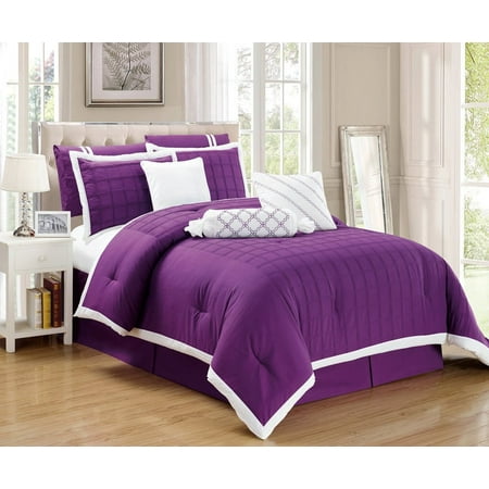 Legacy Decor 9 Pc Pleated Microfiber Comforter Set Purple And White Legacy Decor 9 Pc Pleated Microfiber Comforter Set Purple And White Color California King