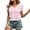Pink, variant on Womens Work T Shirts Tops Short Sleeve Knit V Neck Cropped Casual Trendy Shirts