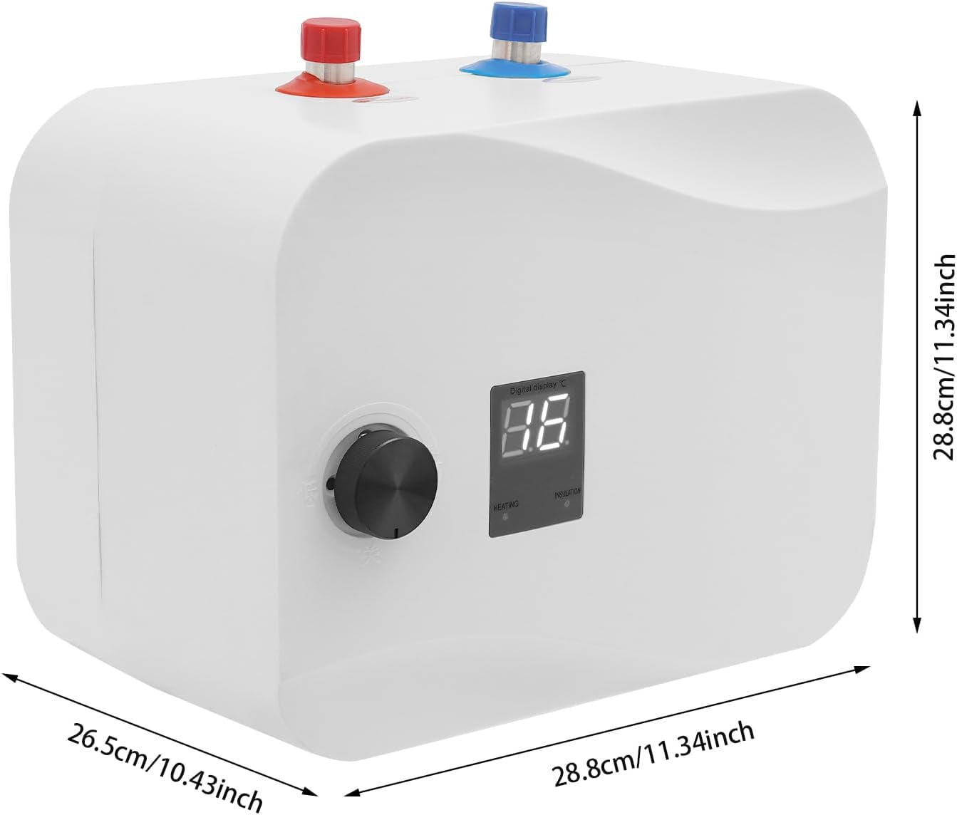 Under Sink Instant Water Heater 2.5 Gallon Water Heater Mini Tank Water Heater Digital Display RV Small Hot Water Heater 1/2" NPT Wall / Floor Mounted