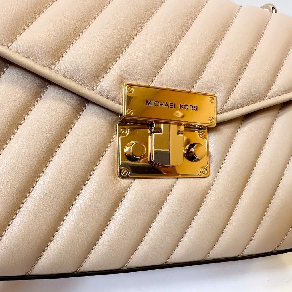 MICHAEL KORS ROSE MEDIUM FLAP CHAIN SHOULDER CROSSBODY BAG BUFF