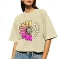 thumbnail image 5 of JFGHDG sunflower shirts for women Graphic Tee Short Sleeve Tees going out tops for women spring tops for women Workout T Shirts Athletic Plus Size Tops Trendy Clothes Short Sleeve Spring Tee Beige L, 5 of 9