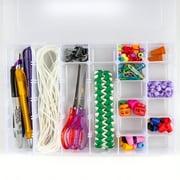 Craft County Clear White Plastic Embroidery Floss & Thread Organizer Box with 17 Compartments