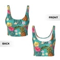 thumbnail image 5 of Haiem Pineapple Pattern Womens Sports Bra - U Neck Padded Low Impact Yoga Bra Workout Crop Top Gym Moisture-Wicking Workout Vest -X-Large, 5 of 9