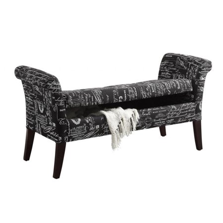 Alicia Script fabric Storage Bench Black - Walmart.com