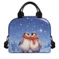 thumbnail image 2 of HUIACONG Penguin Couple Lunch Bag for Kids, Aluminum Film Material Wear Resistant Fabric Easy Clean Insulated Lunch Bag for Office School, 2 of 10