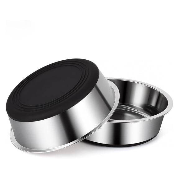 ATBXHZSZ 2Pack Stainless Steel Dog Bowls,Non Slip Rubber Base, Heavy Duty Feeding Dishes,Food and Water Bowl for Small Dogs (17oz, 2.1cup)