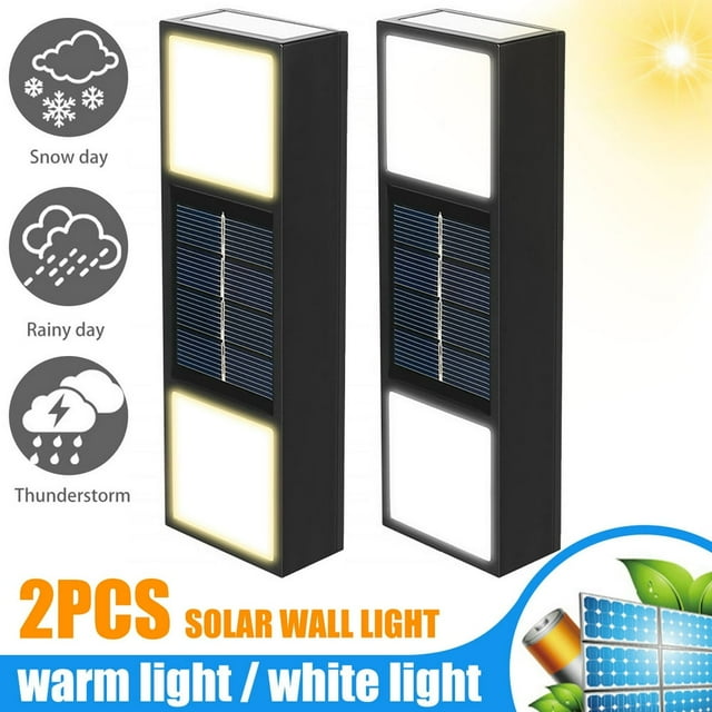 2Pcs Solar Light Super Bright IP65 Waterproof Solar Wall Light Auto ON/OFF Solar Fence Light for Garden Patio