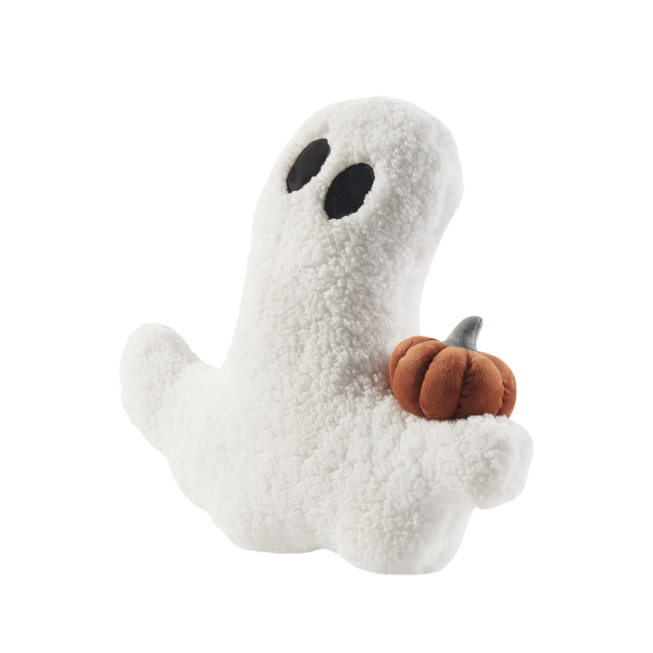 My Texas House 16" x 18" Ghost with Pumpkin White Shaped Decorative Pillow