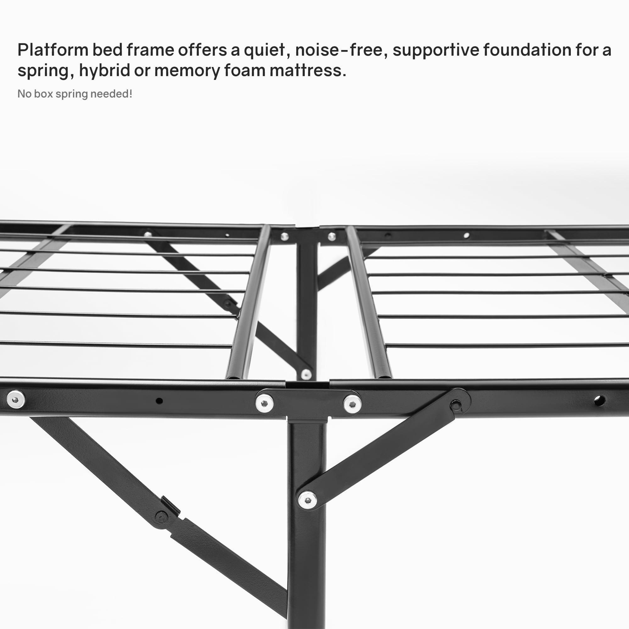Wayton, 14" Metal Mattress Platform Bed Frame Foundation with Steel Slats(No Box Spring Needed), Twin