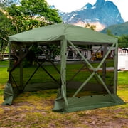Outsunny 12x12ft Pop-Up Hexagon Gazebo, with Mesh Netting Walls and Carry Bag, Green
