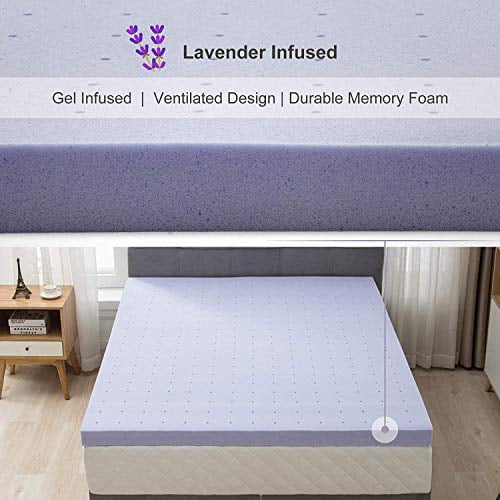 2 Inch 2" Mattress Topper Queen, Ventilated Gel Infused Memory Foam