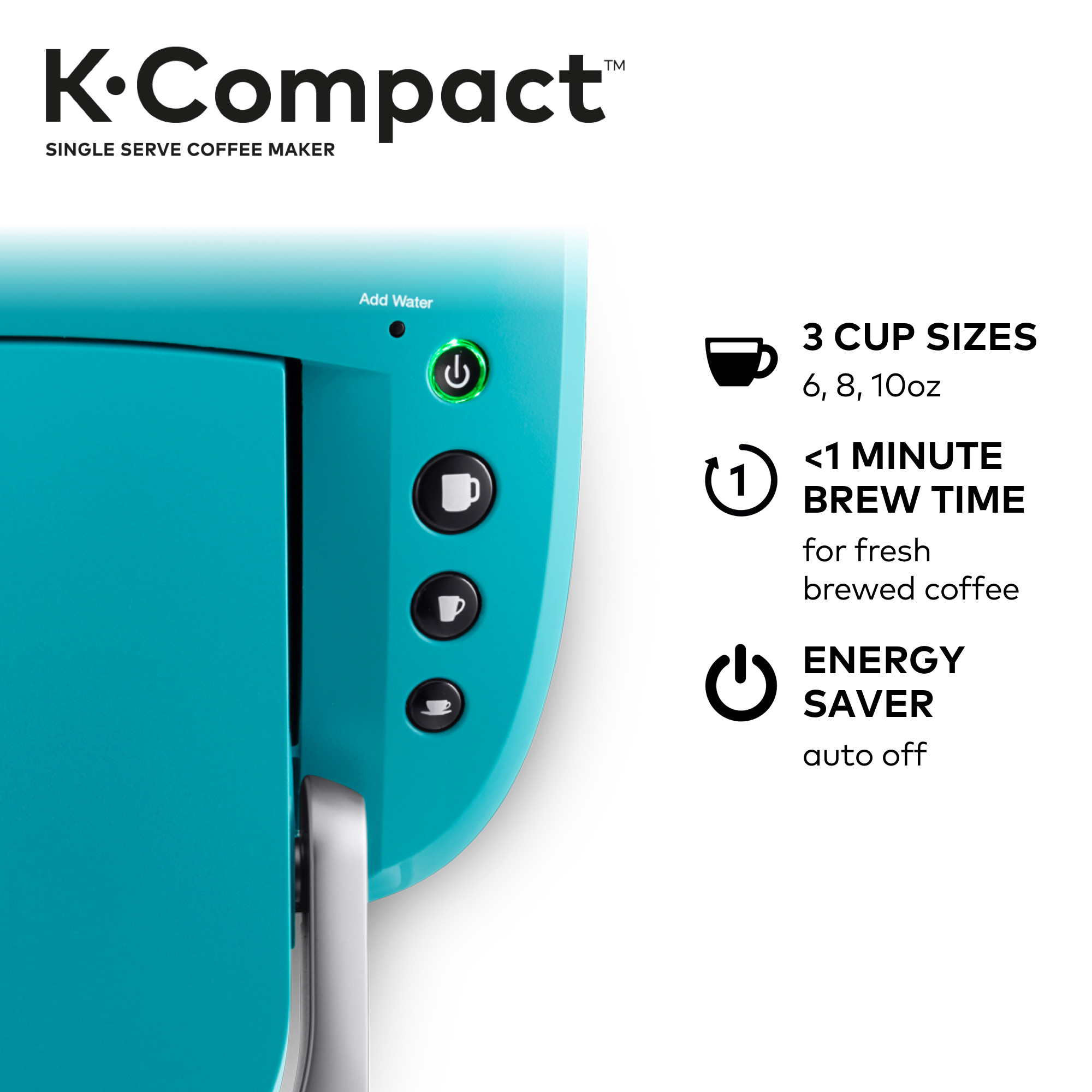 Keurig K-Compact Single-Serve K-Cup Pod Coffee Maker, Turquoise - image 4 of 9